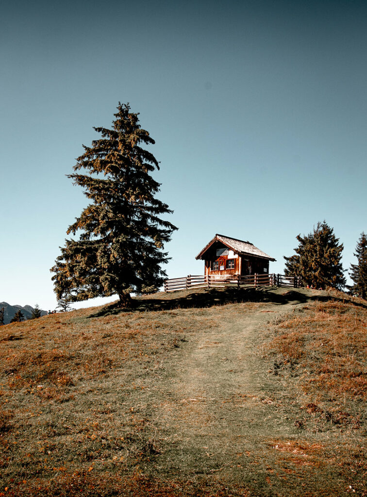 Einsame Hütte in den Alpen